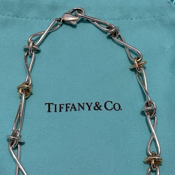 Rare TIFFANY & CO. x Paloma Picasso Silver 18k Infinity X Necklace - Picture 7 of 15